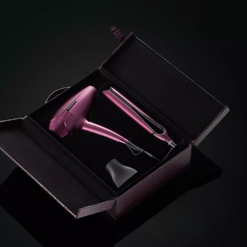 NEW GHD DELUXE HELIOS HAIR DRYER AND CHRONOS STRAIGHTENER GIFT SET IN CHERRY CHIC